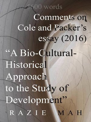 cover image of Comments on "A Bio-Cultural-Historical Approach to the Study of Development (2016)"